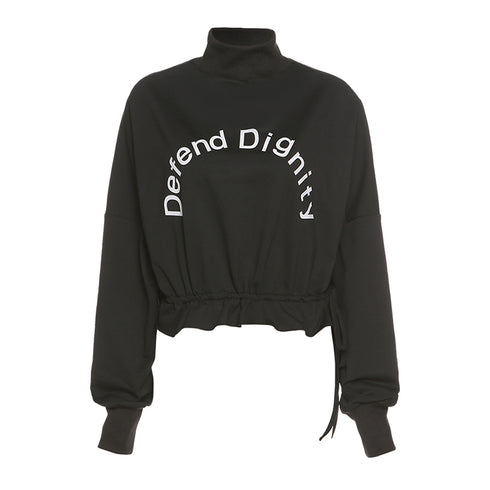 Letter-print slim high-neck tunic sweatshirt - ROUTINE FASHION